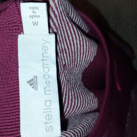 STELLA MCCARTNEY KNIT ADIDAS SHORT SLEEVE BURGUNDY SWEATER - Picture 7 of 8